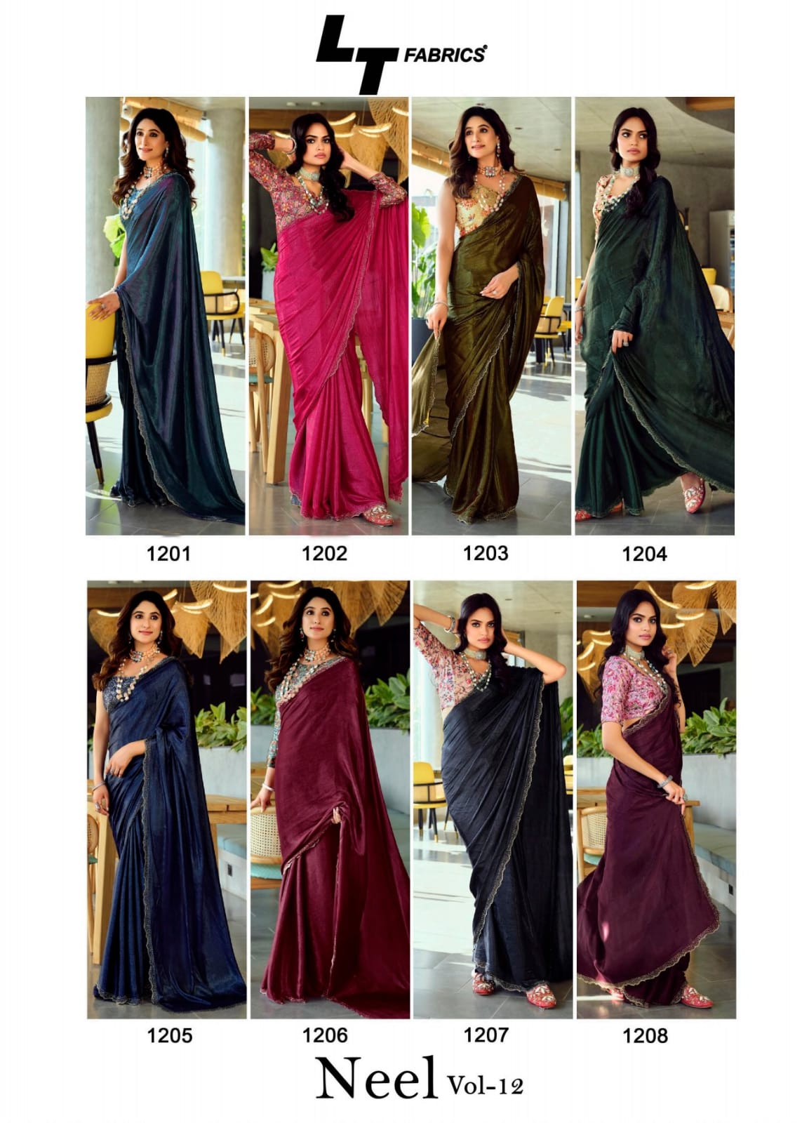 Kashvi Neel Vol 12 Satin With Swarovski Work Saree Collection